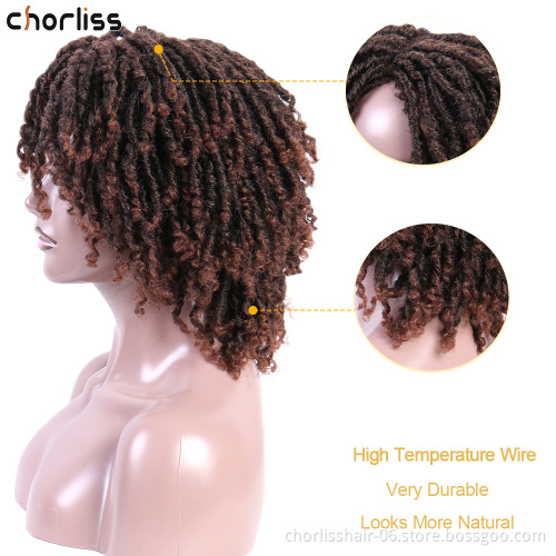 Hot Selling Cheap Bug African Short Dreadlocks Wig Faux Locs Hair Braided Wigs For Black Women Synthetic Hair Wigs